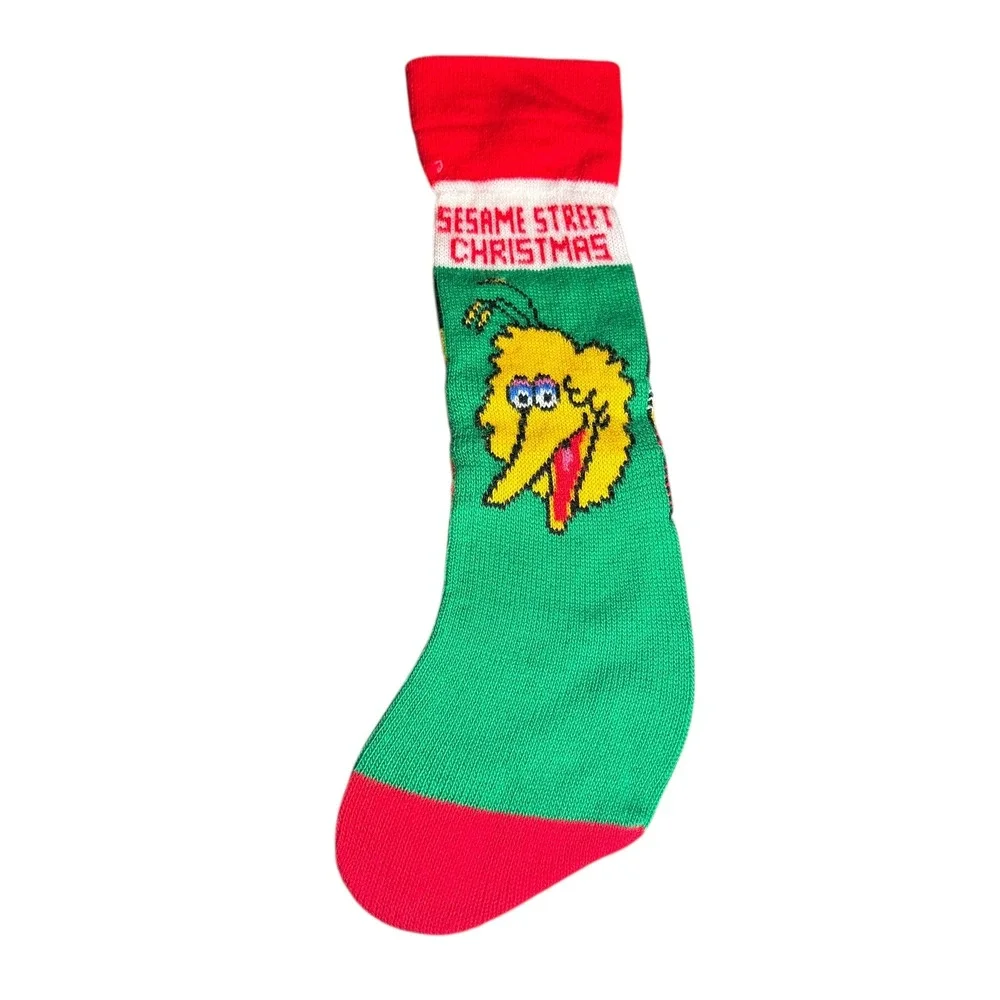 Vintage Sesame‎ Street Christmas Stocking Big Bird Knitted Holiday Decor